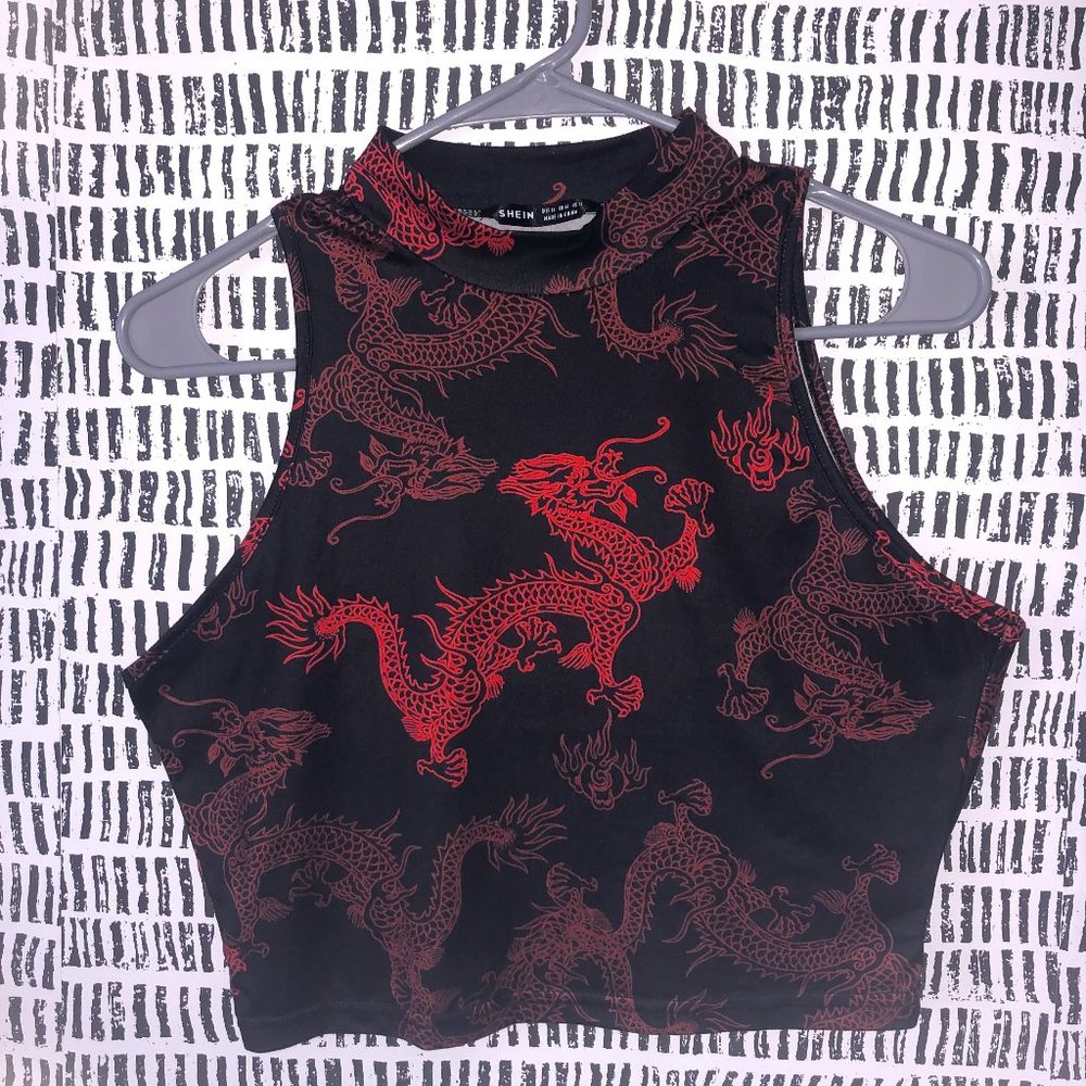 SHEIN Dragon Print Crop Top